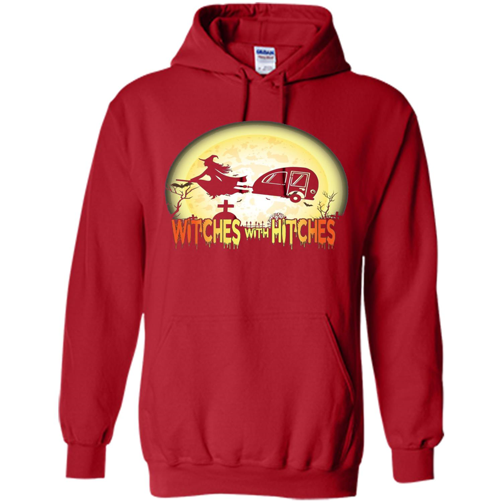 Witches With Hitches Camping Funny T-shirt Halloween T-shirt Red
