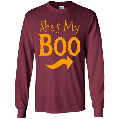 She's My Boo - Halloween Couples T-shirts For Him and Her Maroon