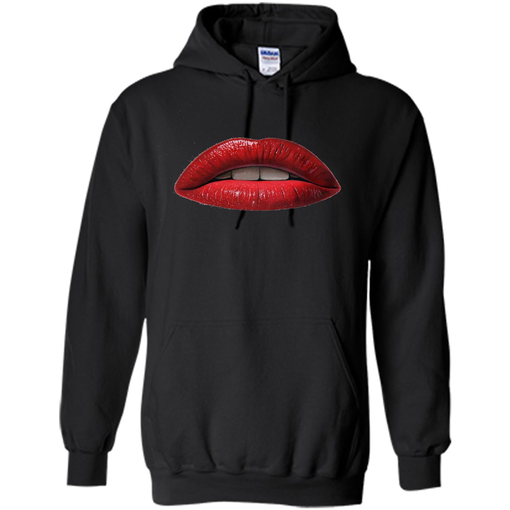 Red Lips T-shirt with Red Lips Art T-shirt Black