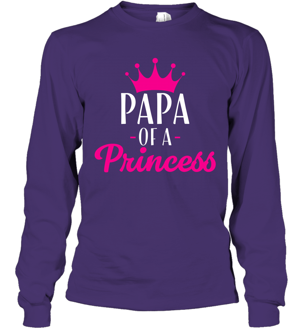 Papa Of A Princess Daddy Father Shirt Long Sleeve T-Shirt Long Sleeve T-Shirt Purple