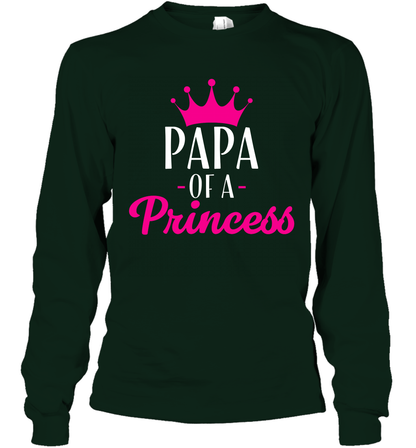 Papa Of A Princess Daddy Father Shirt Long Sleeve T-Shirt Long Sleeve T-Shirt Forest Green
