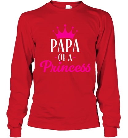 Papa Of A Princess Daddy Father Shirt Long Sleeve T-Shirt Long Sleeve T-Shirt Red