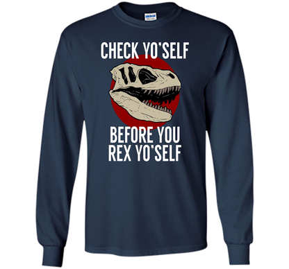 Dinosaur T-shirt Check Yo'Self Before You Rex Yo'Self T-shirt Navy
