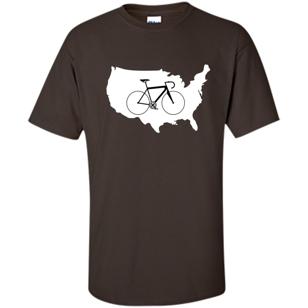 Bicycle America T-shirt USA States Road Bike Dark Chocolate
