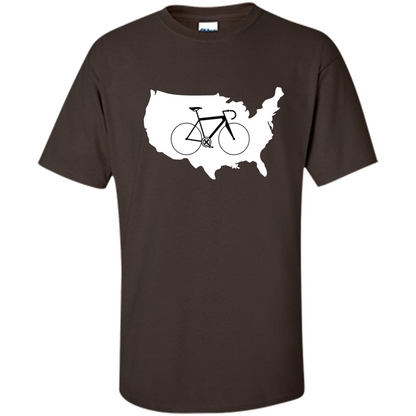 Bicycle America T-shirt USA States Road Bike Dark Chocolate