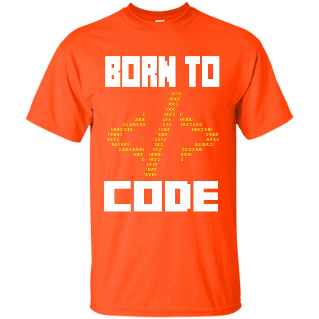 Programmers T-shirt Born To Code Design Developer Orange