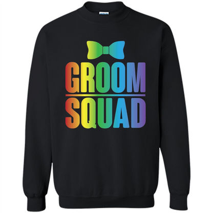 Groom Squad Bachelor Party Rainbow Bowtie T-Shirt Black