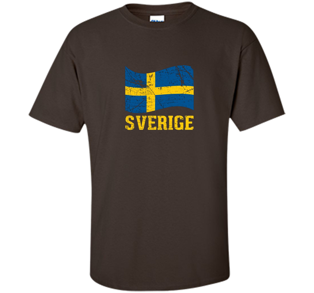 Swedish Flag, Sverige Souvenir Vintage T-Shirt t-shirt Dark Chocolate