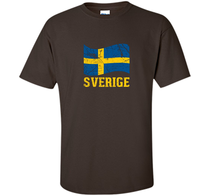 Swedish Flag, Sverige Souvenir Vintage T-Shirt t-shirt Dark Chocolate