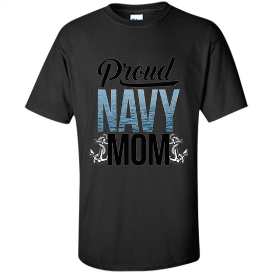 Military. Proud Navy Mom T-shirt Black