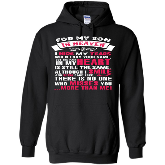 Family T-shirt For My Son In Heaven I Hide My Tears T-shirt Black