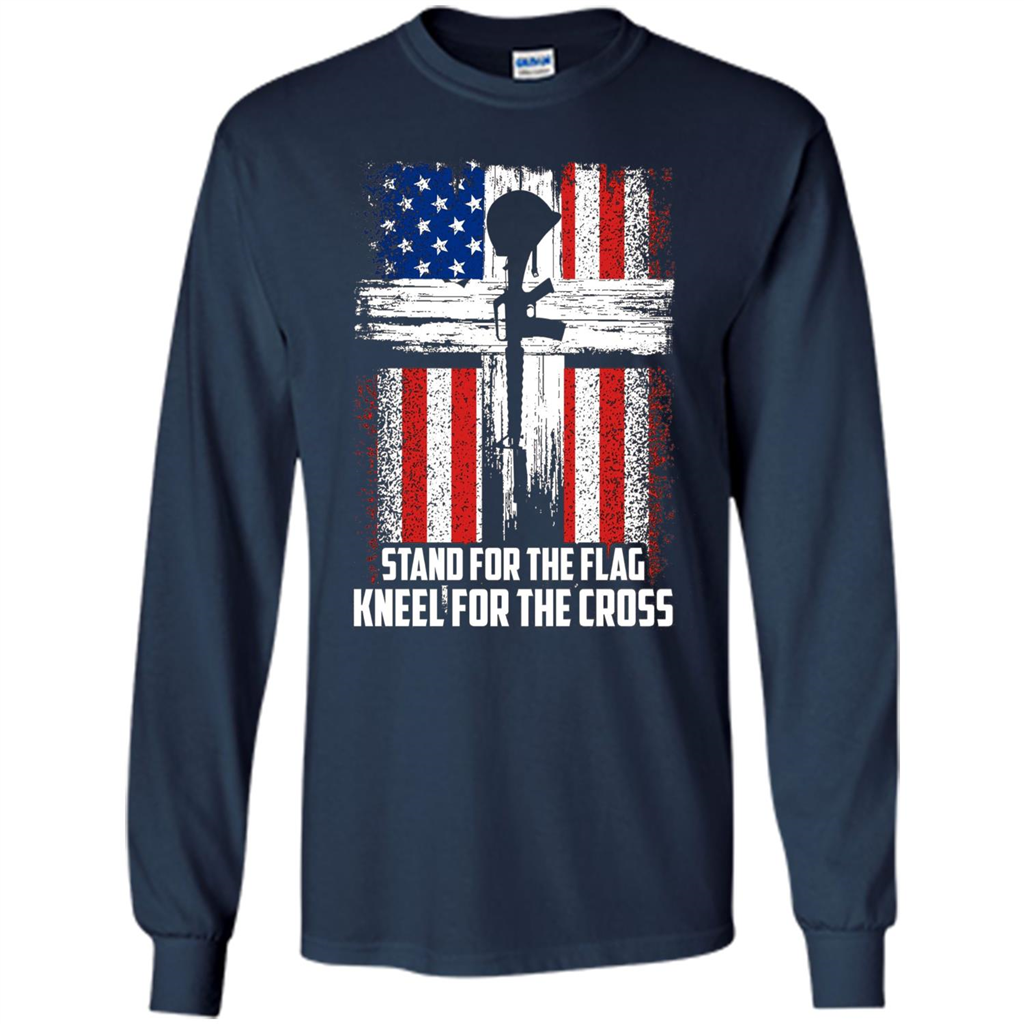 Military T-shirt Stand For The Flag Kneel For The Cross T-Shirt Navy