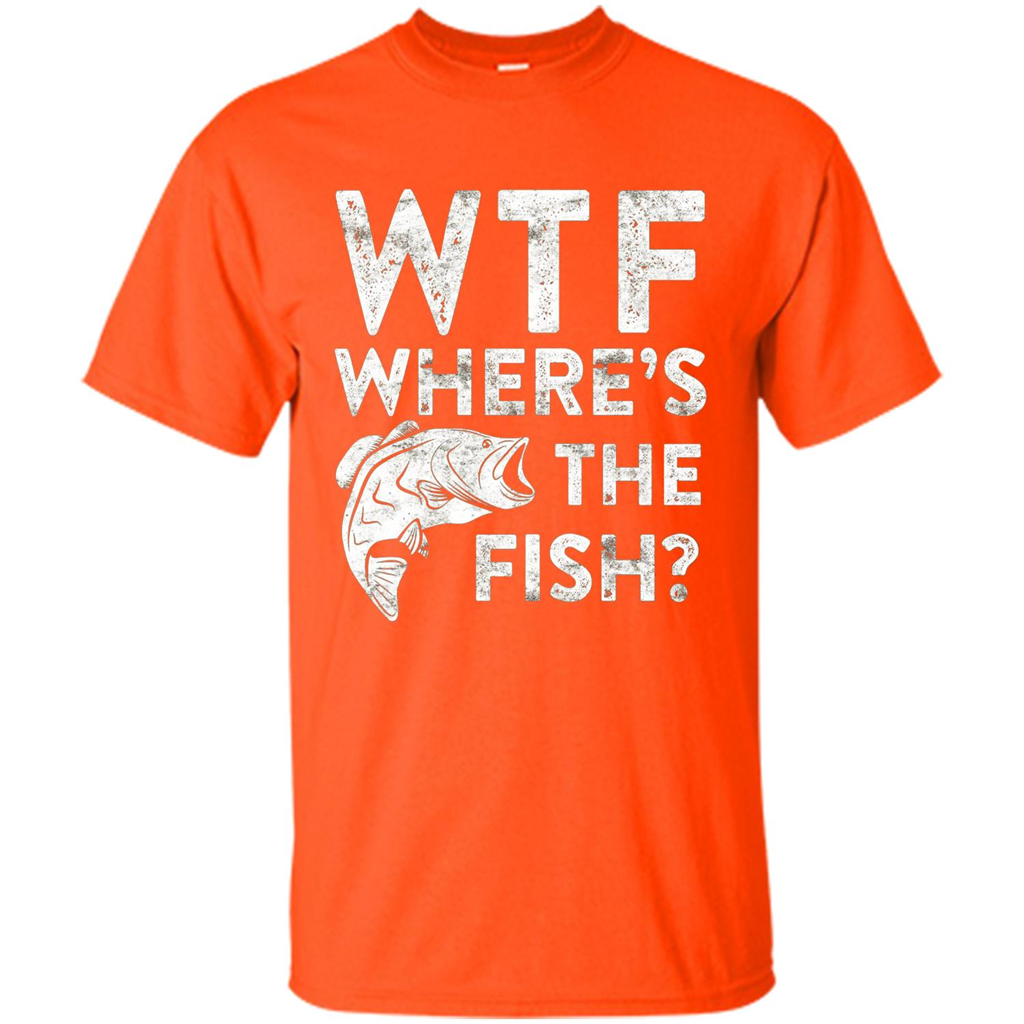 WTF Where's The Fish T-Shirt Funny Fisherman Gift Orange