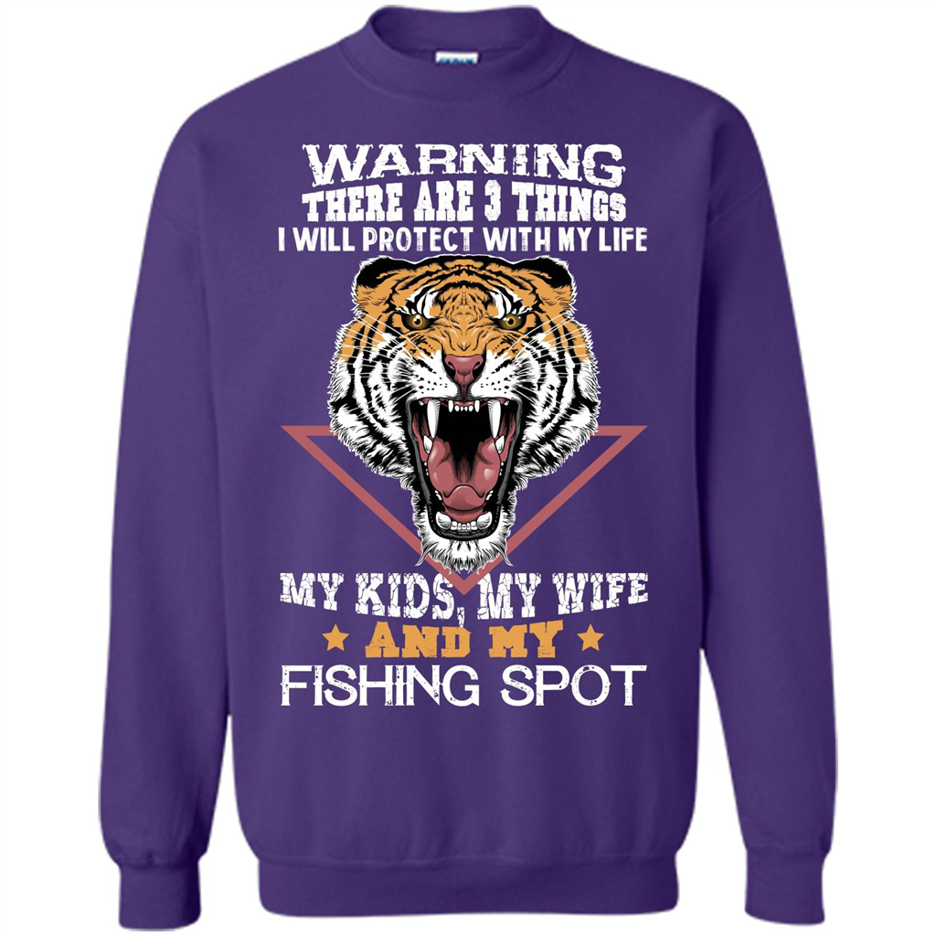 Fisherman T-shirt Warning There Are 3 Things I Will Protect With My Life Purple