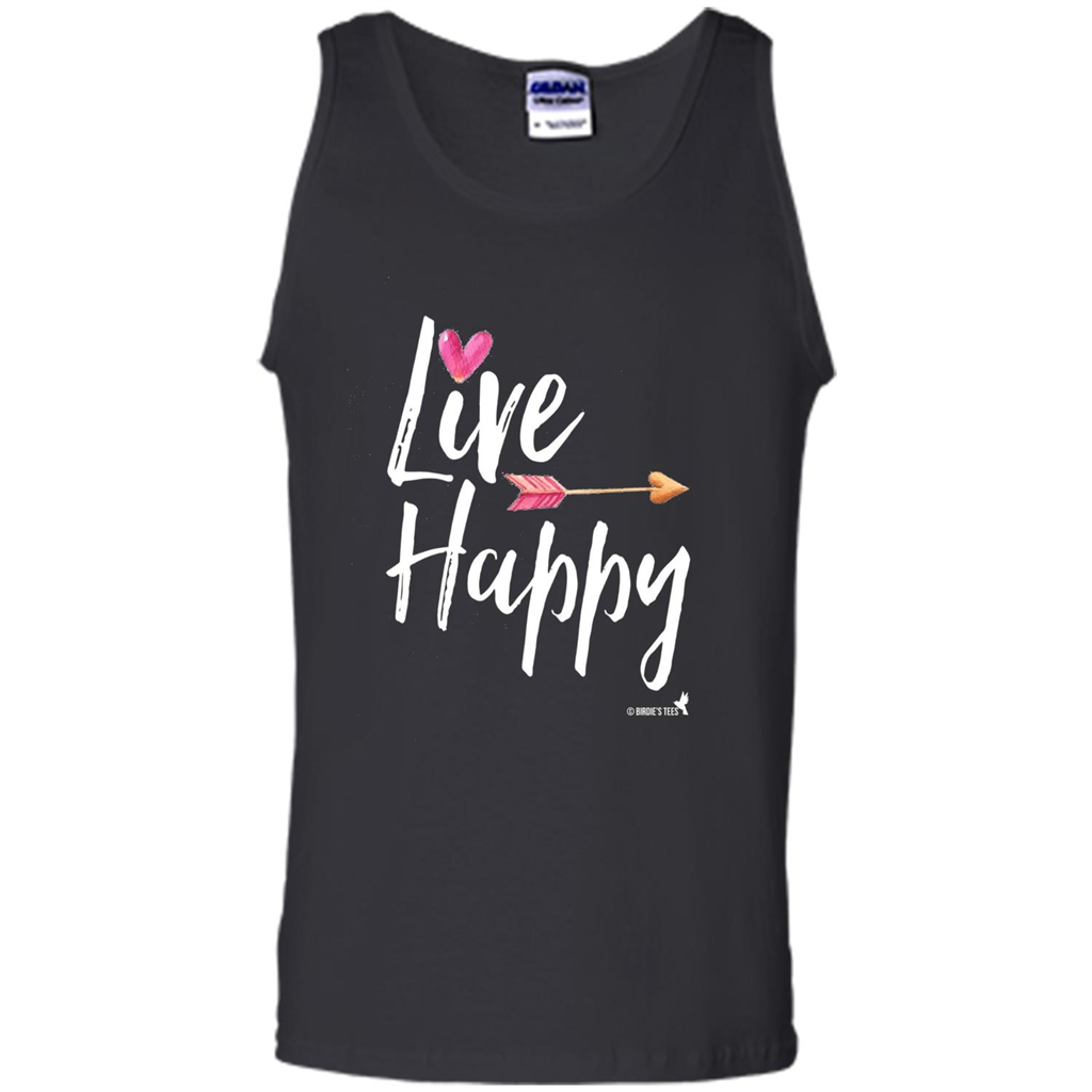 Inspirational Motivational Uplifting T-shirt Live Happy Black