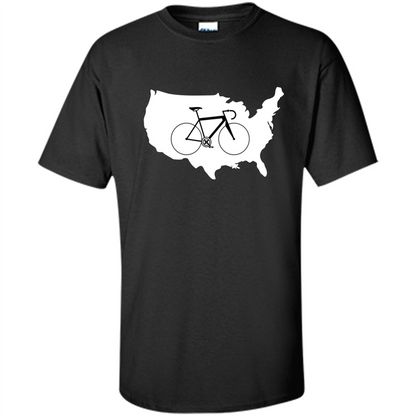 Bicycle America T-shirt USA States Road Bike Black