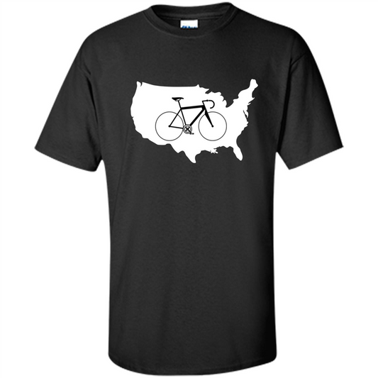Bicycle America T-shirt USA States Road Bike Black