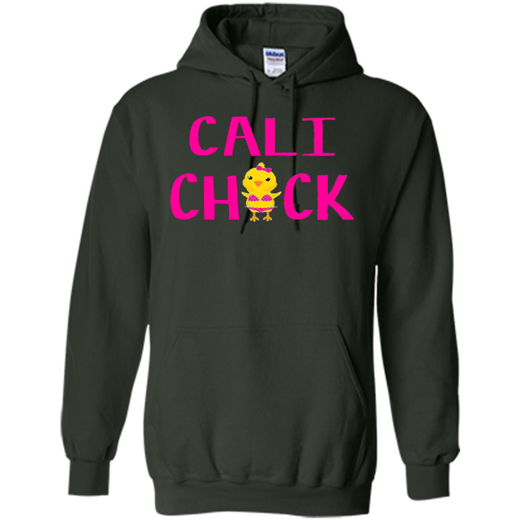 Cali Chick Cute Bikini Yellow Bird Funny T-shirt Forest Green