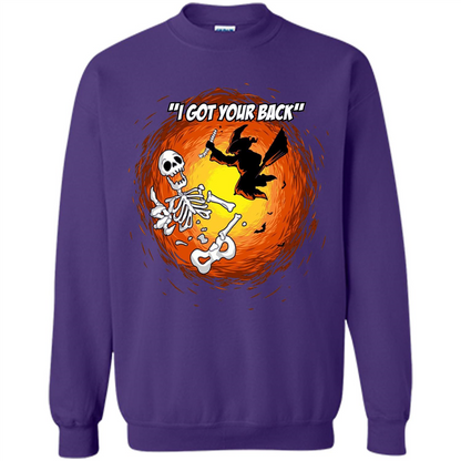 Funny Witch Skeleton Halloween 2017 I Got Your Back T-shirt Orange
