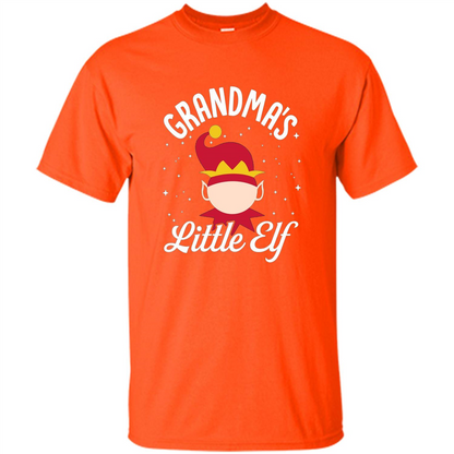 Grandma's Little Elf Christmas T-Shirt Orange