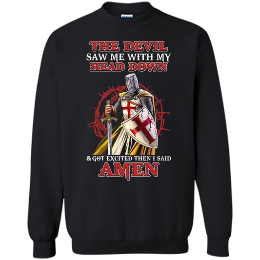 Knight Templar T-Shirt The Devil Saw Me My Head Down Black