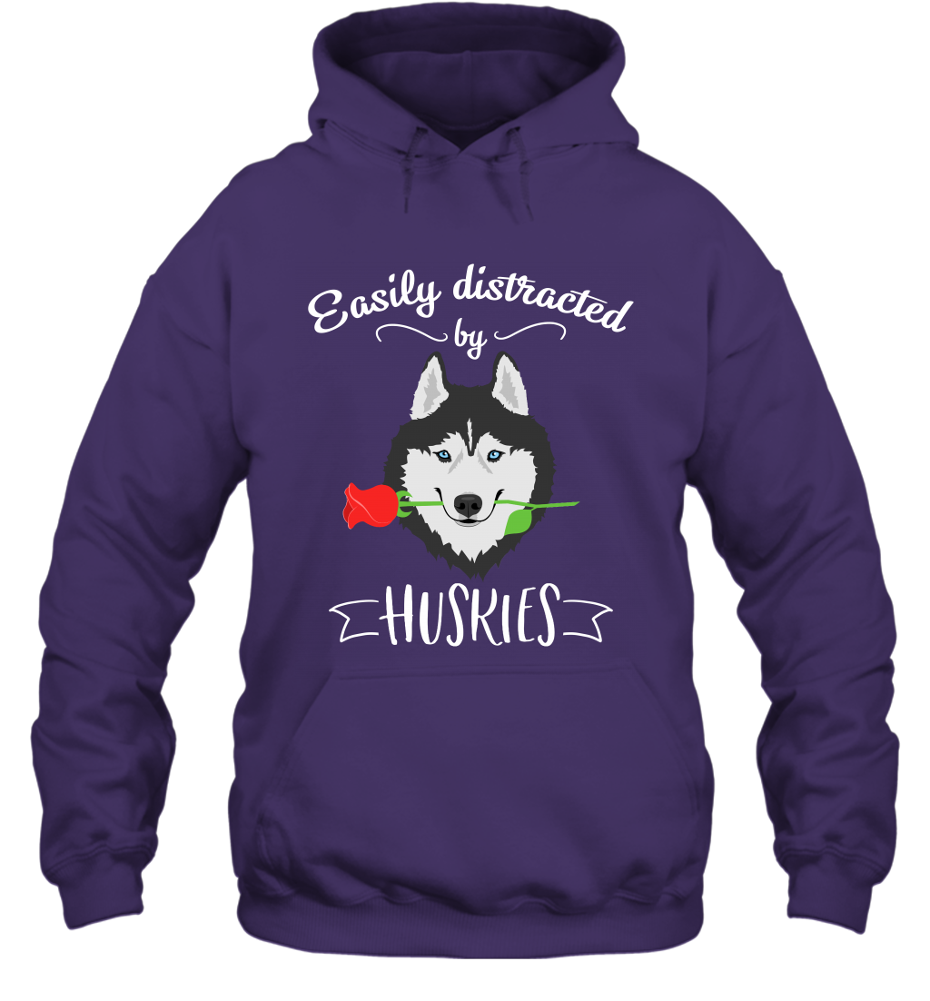 Easily Distracted By Huskies Shirt Hoodie Hoodie Purple