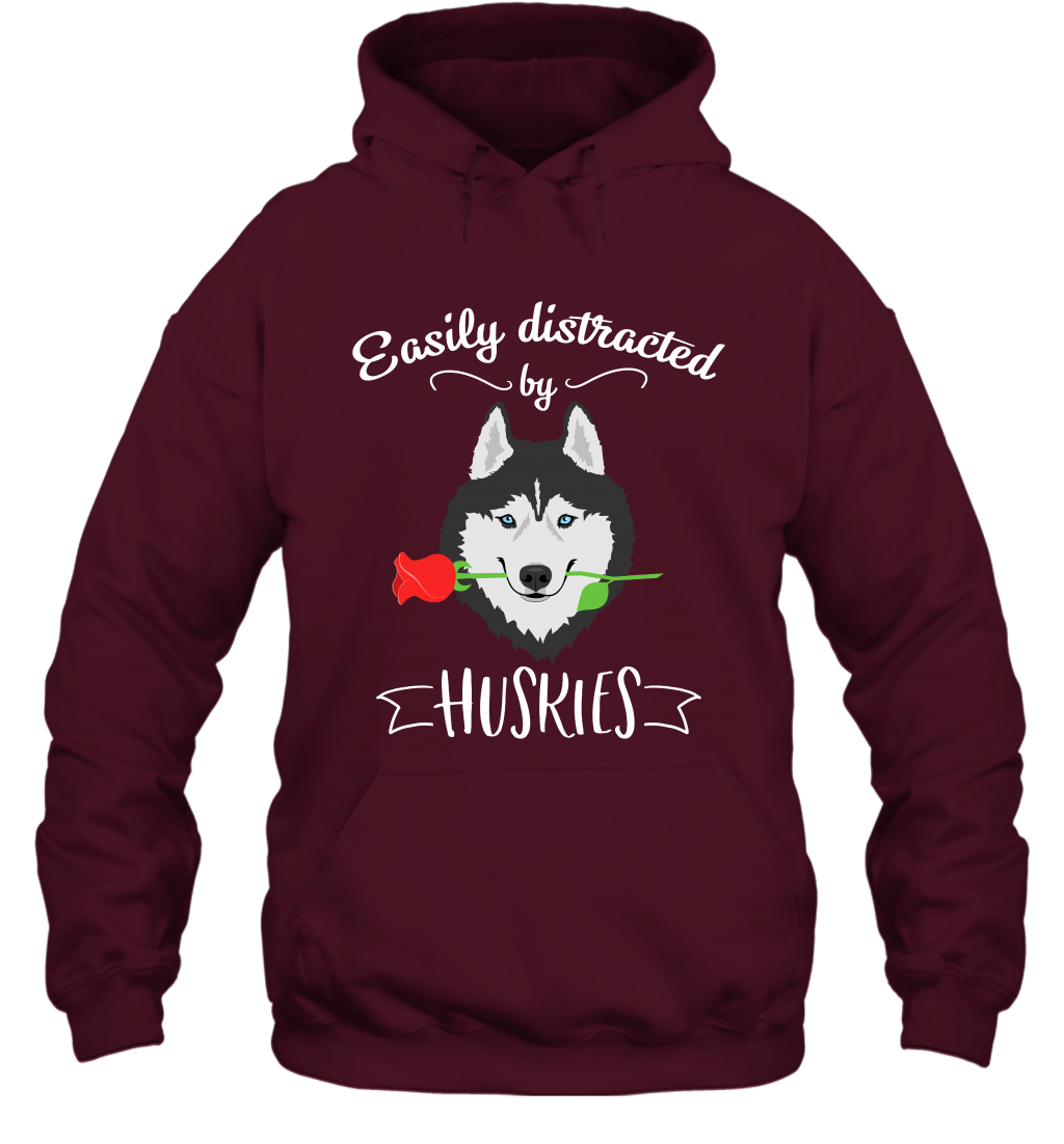 Easily Distracted By Huskies Shirt Hoodie Hoodie Maroon