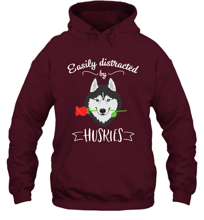 Easily Distracted By Huskies Shirt Hoodie Hoodie Maroon