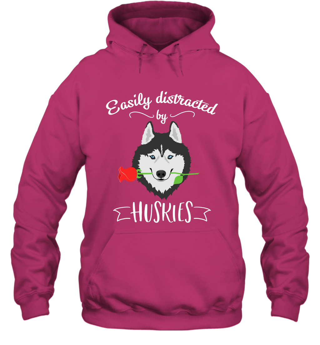 Easily Distracted By Huskies Shirt Hoodie Hoodie Heliconia