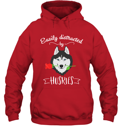 Easily Distracted By Huskies Shirt Hoodie Hoodie Red