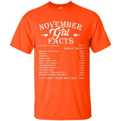 November Girl Facts T-shirt Orange