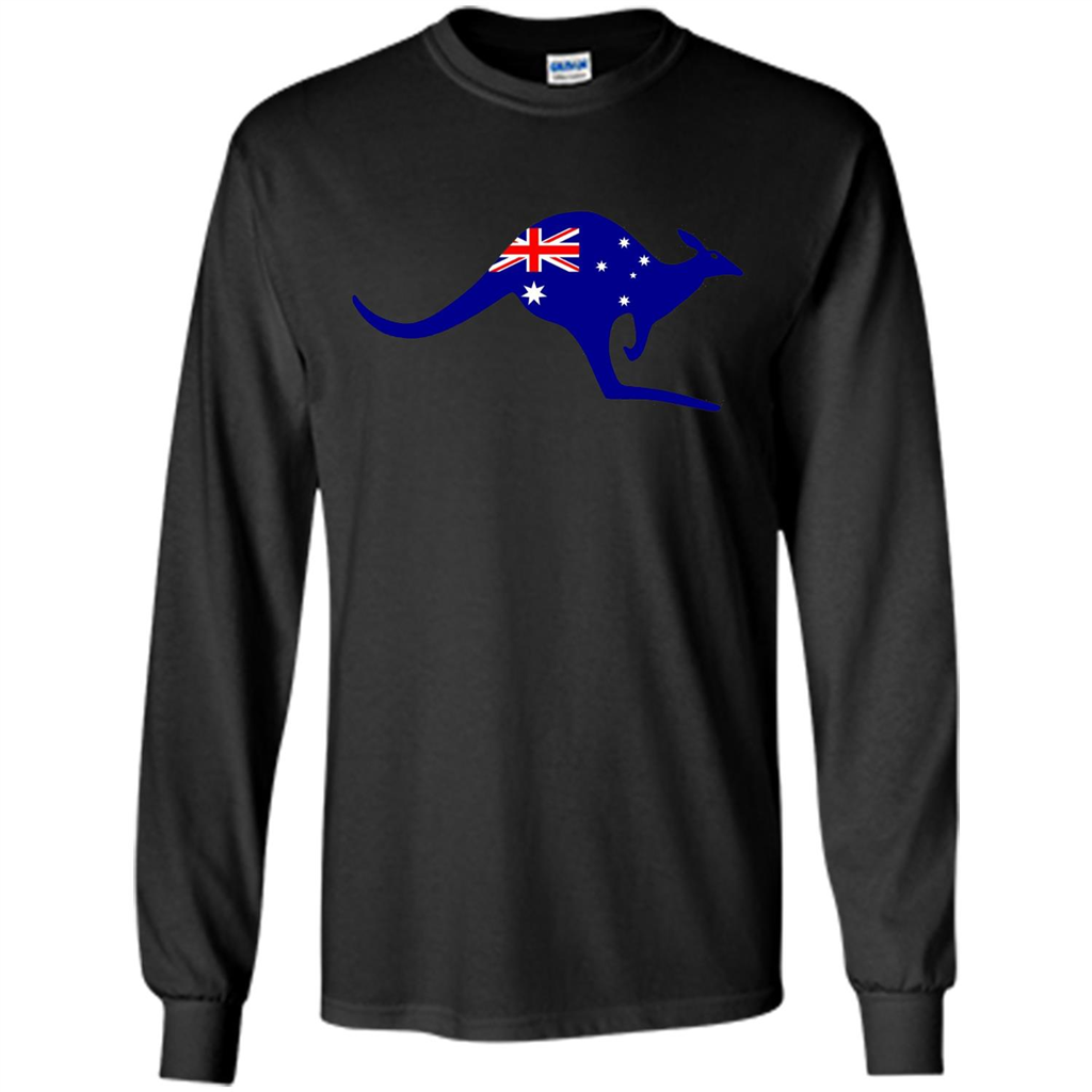 Australian Flag Kangaroo T-shirt Australia Vacation T-shirt Black