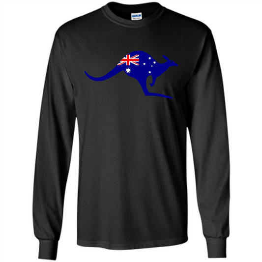 Australian Flag Kangaroo T-shirt Australia Vacation T-shirt Black