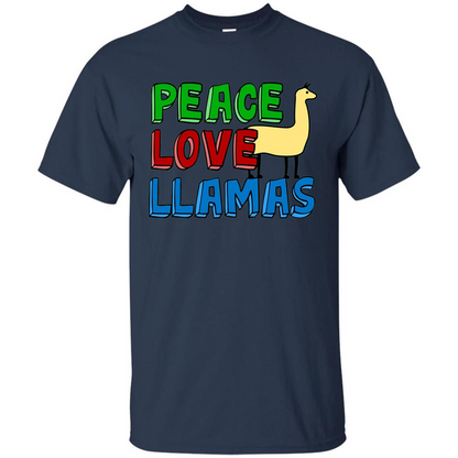 Peace Love Llamas T-shirt Navy