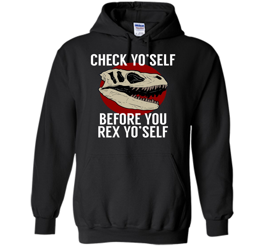 Dinosaur T-shirt Check Yo'Self Before You Rex Yo'Self T-shirt Black