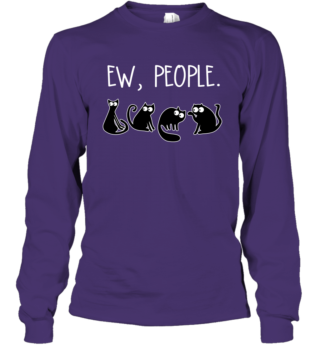 Cats Saying Ew People Cat Lovers Shirt Long Sleeve T-Shirt Purple