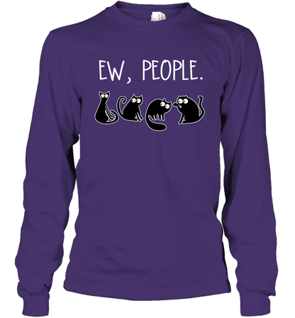 Cats Saying Ew People Cat Lovers Shirt Long Sleeve T-Shirt Purple