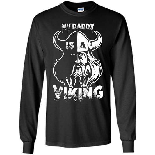 Family T-shirt My Daddy Is A Viking T-shirt Black