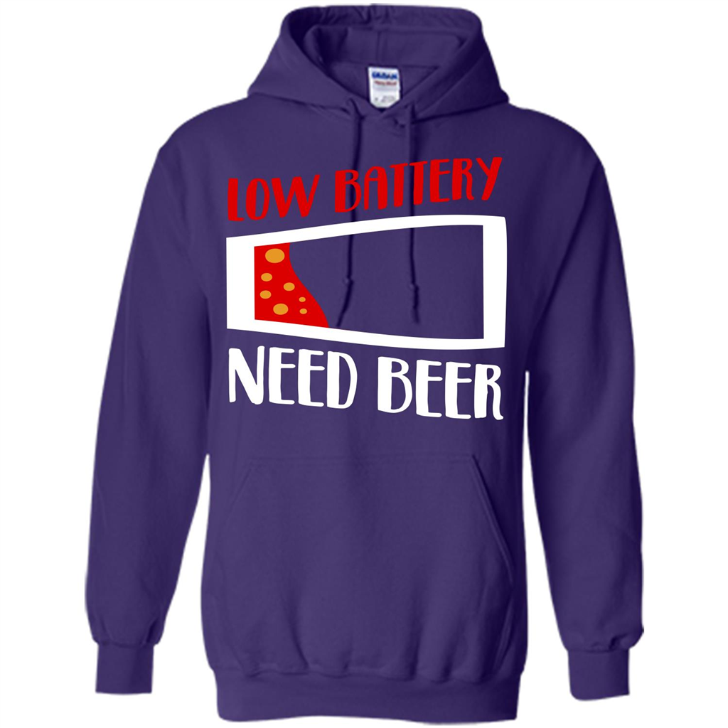 Beer T-shirt Low Battery Need Beer T-shirt Purple