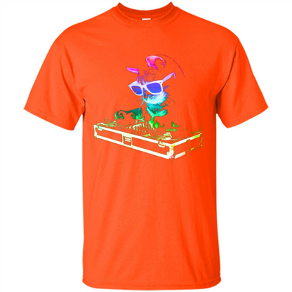 Cat Lover T-shirt House Cat Rainbow DJ Kitty Orange