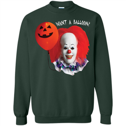 Halloween T-shirt Want A Balloon T-shirt Forest Green
