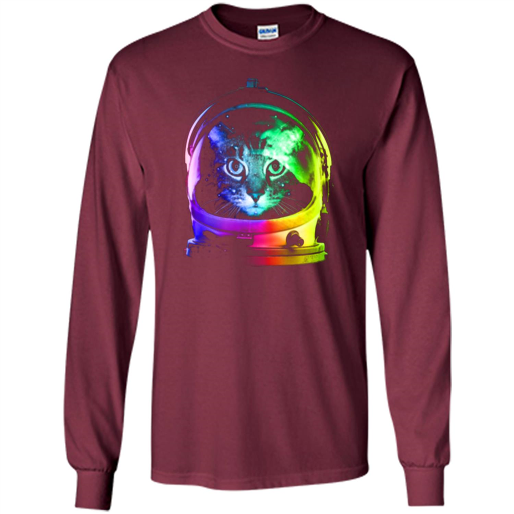 Astronaut Cat T-shirt Maroon
