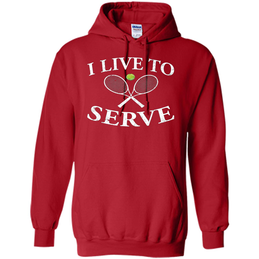 Funny Tennis T Shirt I Live To Serve Red