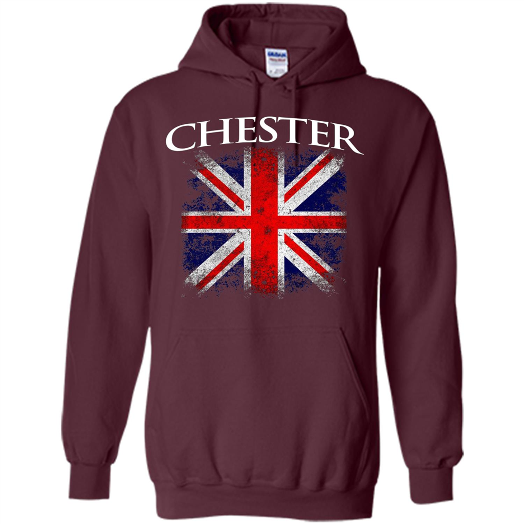 Chester England British Flag T-shirt Maroon