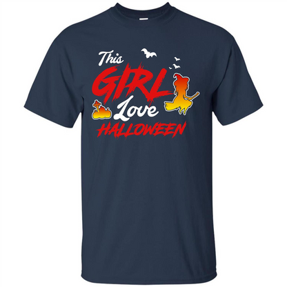 Halloween T-shirt This Girl Love Halloween Navy