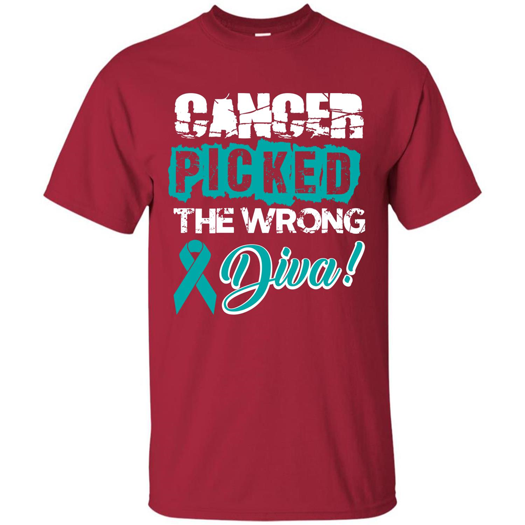 Cancer Awareness T-shirt Cancer Picked The Wrong Diva T-shirt Cardinal