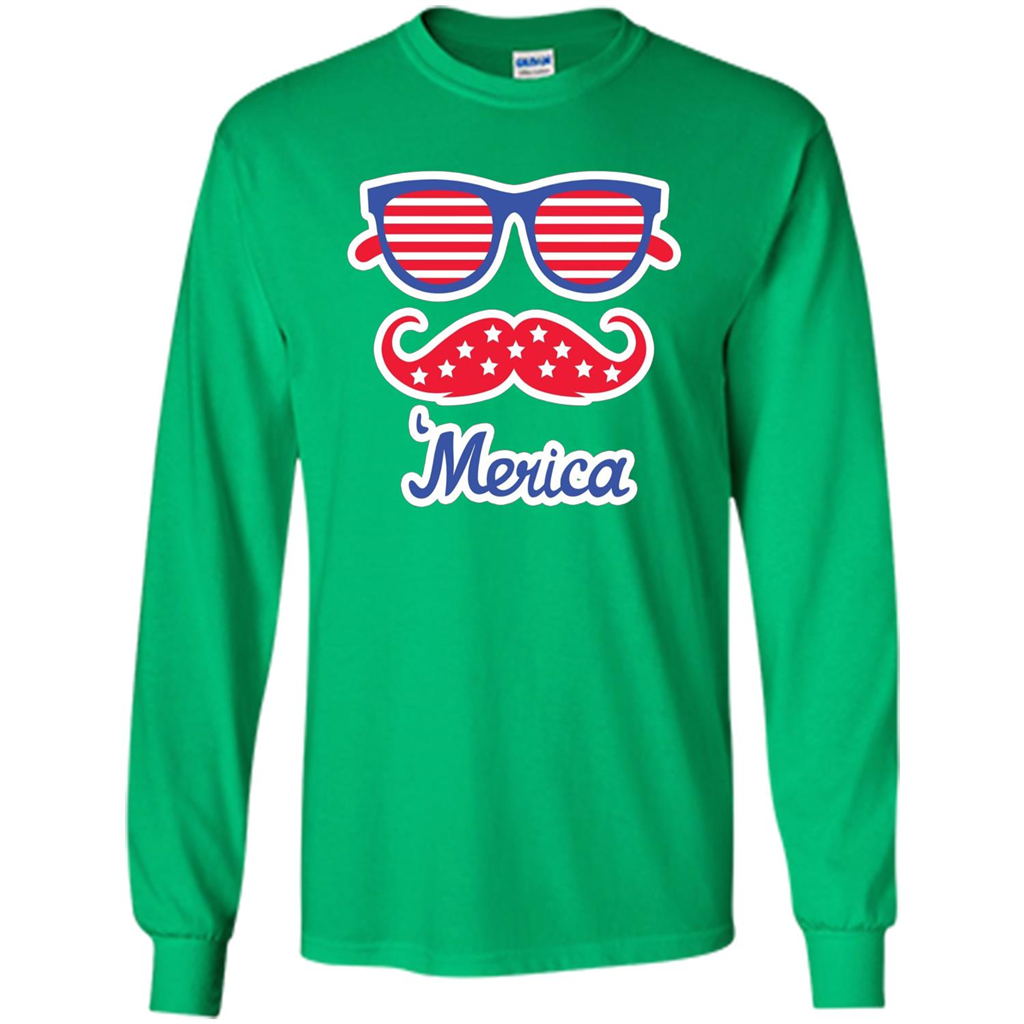 Merica Sunglasses Shirt Stars Stripes July 4th T-shirt Irish Green