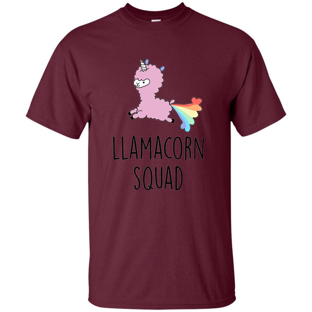 Llamacorn Squad Funny Llama Unicorn T-Shirt Maroon