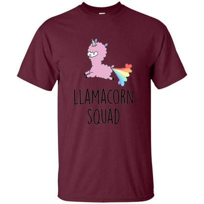 Llamacorn Squad Funny Llama Unicorn T-Shirt Maroon