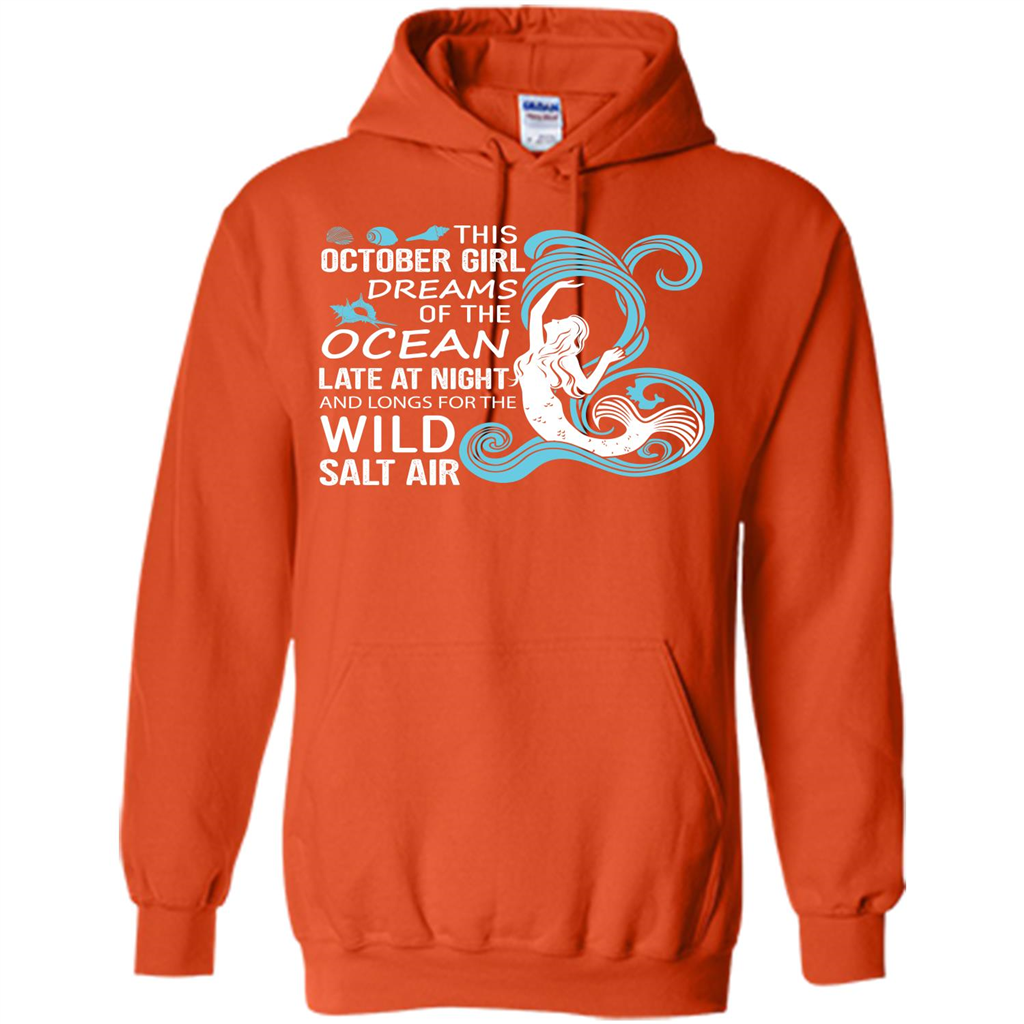 This October Girl Dreams Of The Ocean Late At Night T-shirt Orange